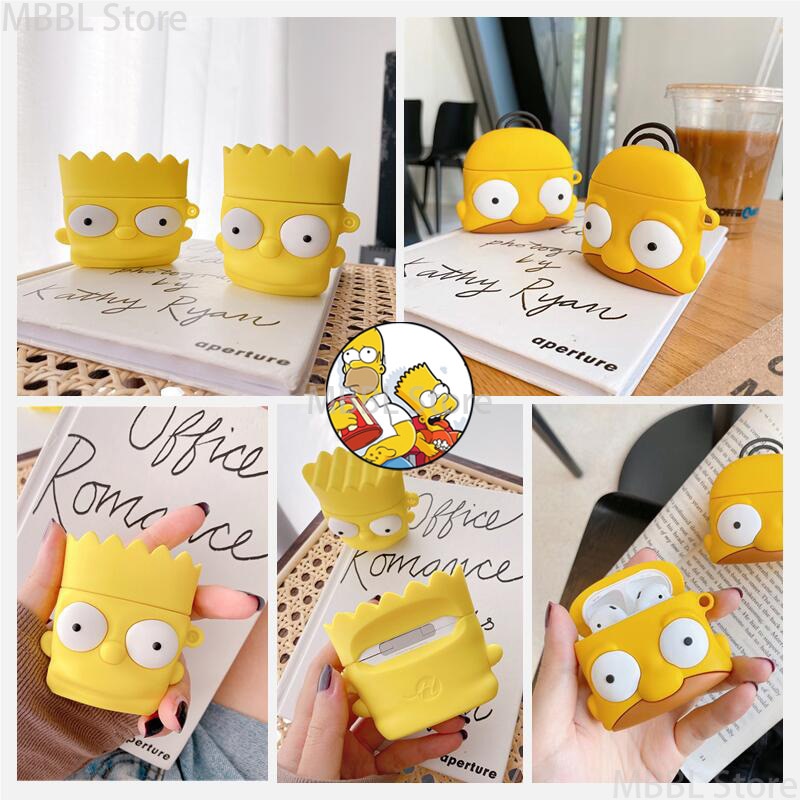 Anime Simpson Silicone Earphone Case With hook for Apple AirPods 1 2 3 Pro Bluetooth headset 6 - The Simpsons Shop