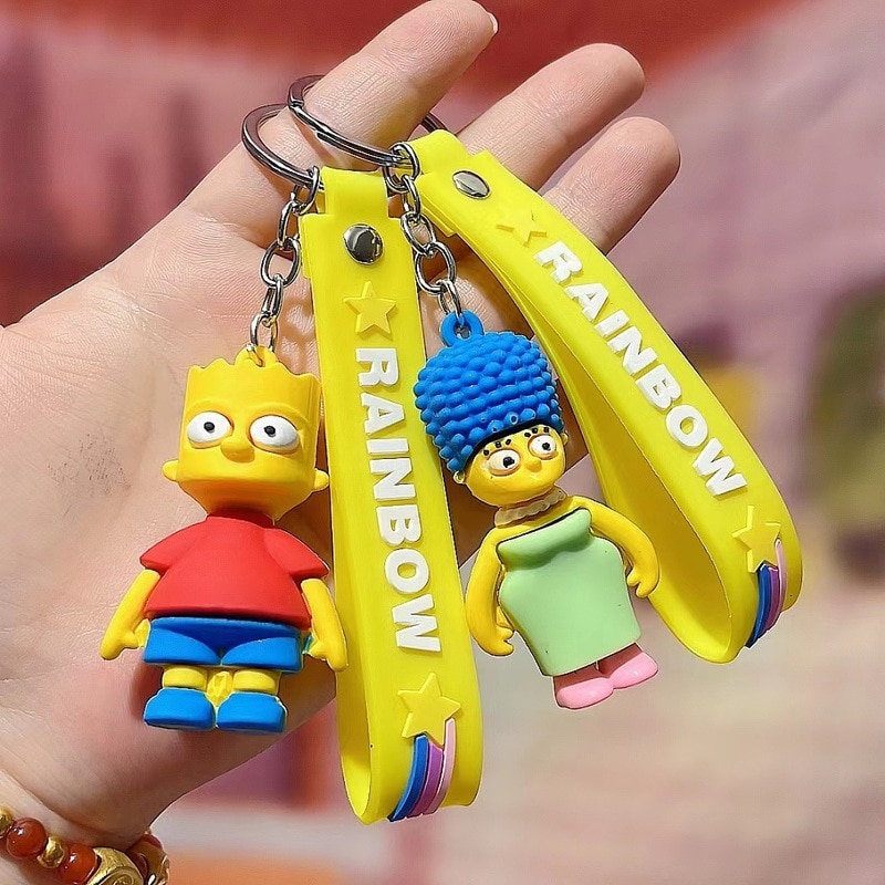 Cartoon Anime The Simpsons Pendant Kawaii Keychains Holder Car Key Chain Key Ring Phone Bag Hanging 1 - The Simpsons Merch