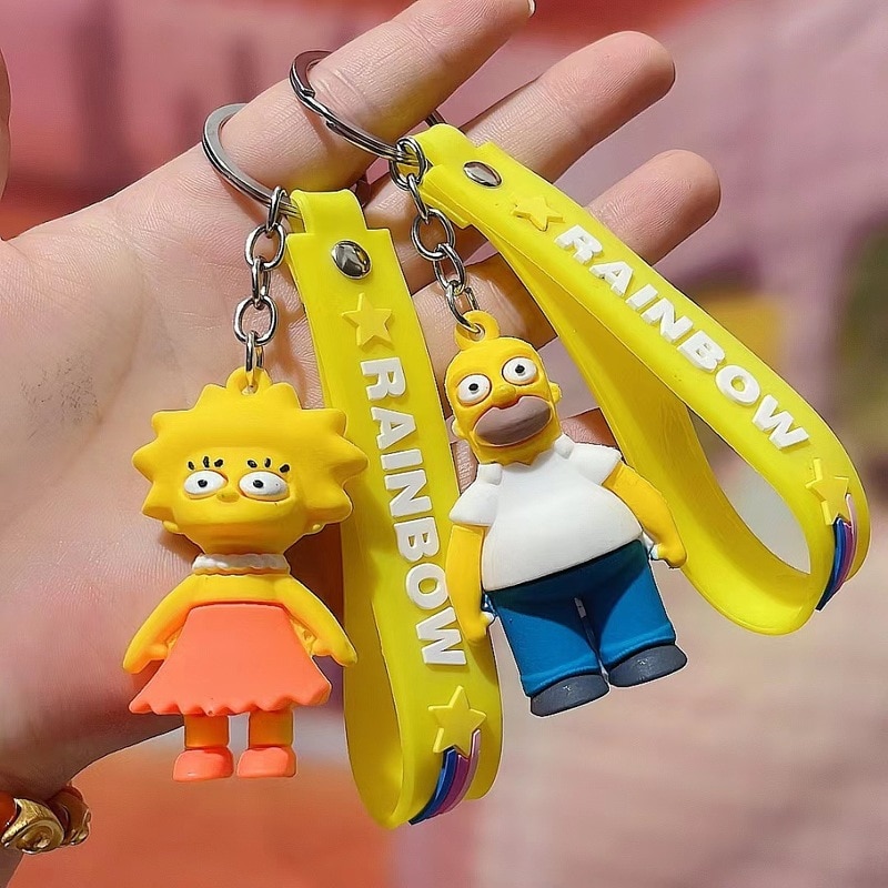 Cartoon Anime The Simpsons Pendant Kawaii Keychains Holder Car Key Chain Key Ring Phone Bag Hanging 2 - The Simpsons Merch