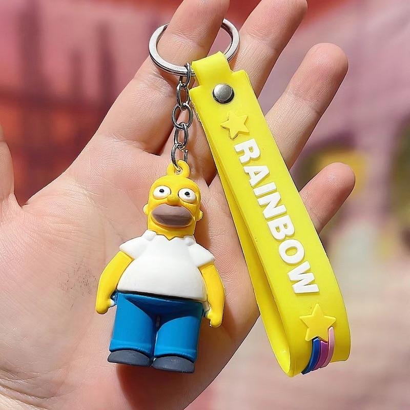 Cartoon Anime The Simpsons Pendant Kawaii Keychains Holder Car Key Chain Key Ring Phone Bag Hanging 4 - The Simpsons Merch