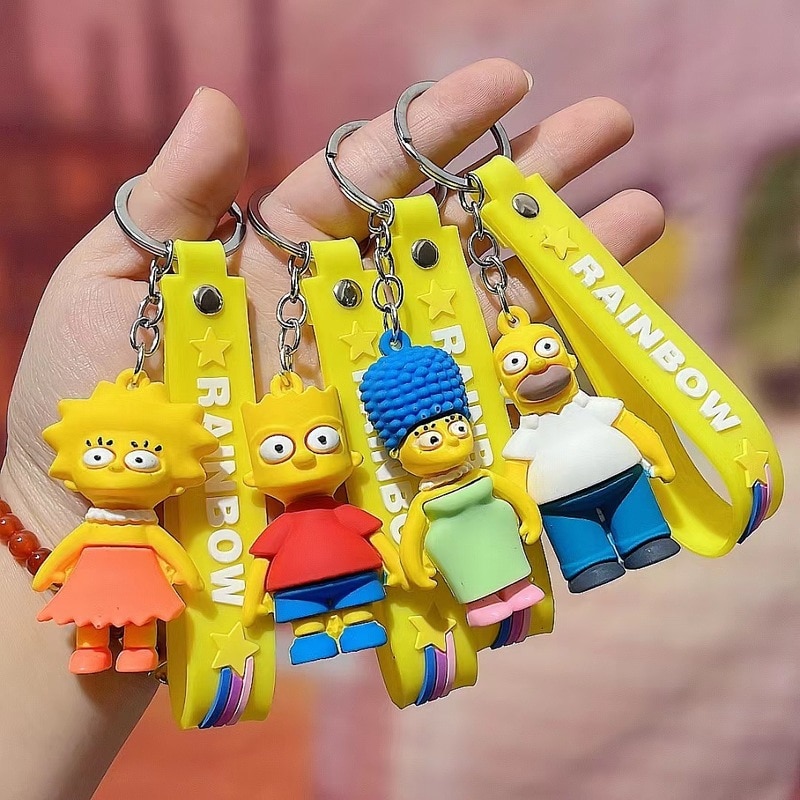 Cartoon Anime The Simpsons Pendant Kawaii Keychains Holder Car Key Chain Key Ring Phone Bag Hanging 6 - The Simpsons Shop