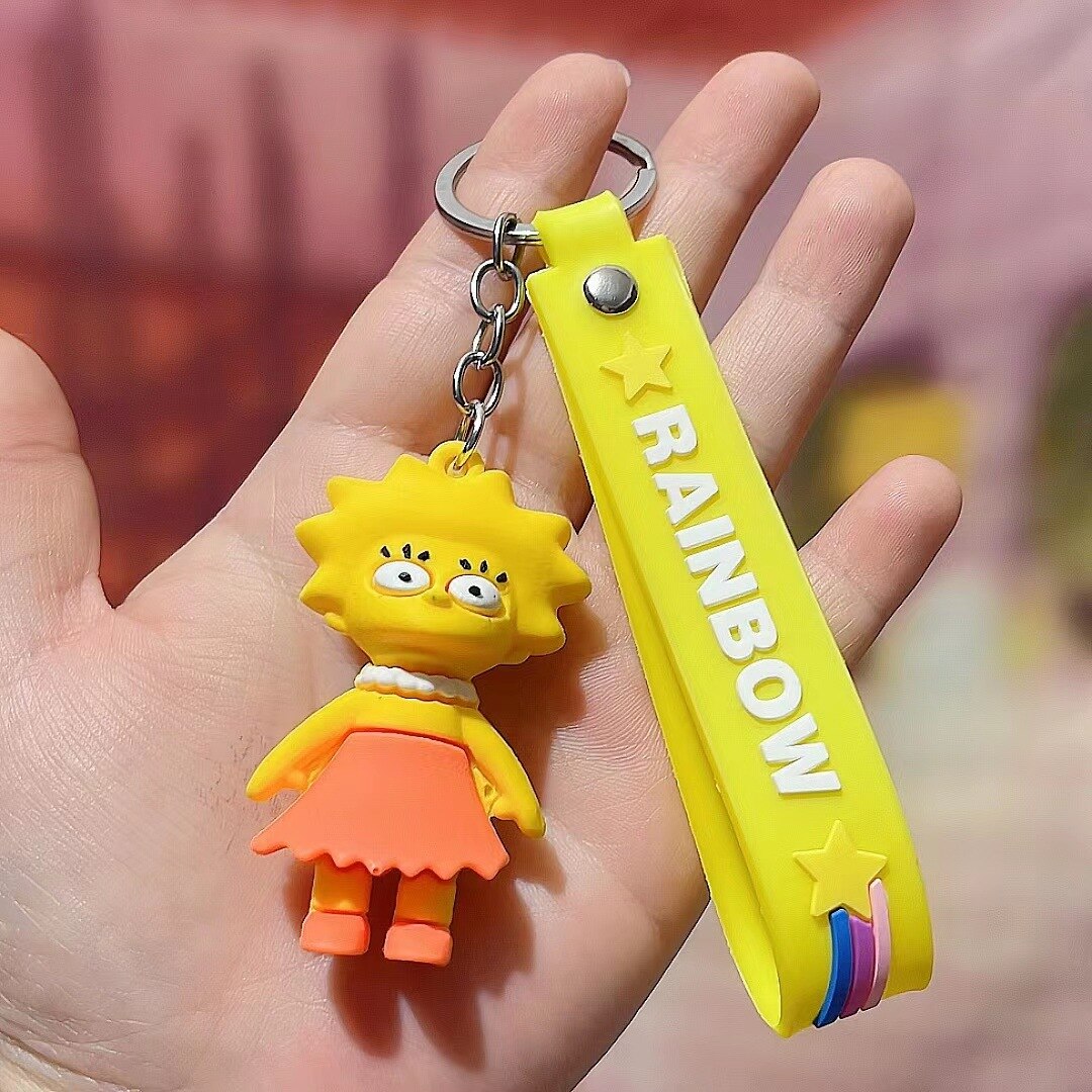 Cartoon The Simpsons Pendant Kawaii Keychains Anime Holder Car Key Chain Key Ring Phone Bag Hanging 1 - The Simpsons Merch