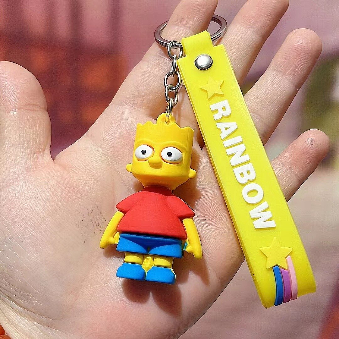 Cartoon The Simpsons Pendant Kawaii Keychains Anime Holder Car Key Chain Key Ring Phone Bag Hanging 2 - The Simpsons Merch