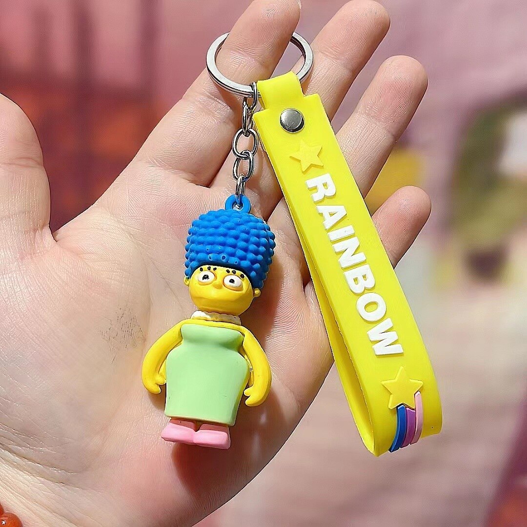 Cartoon The Simpsons Pendant Kawaii Keychains Anime Holder Car Key Chain Key Ring Phone Bag Hanging 4 - The Simpsons Merch