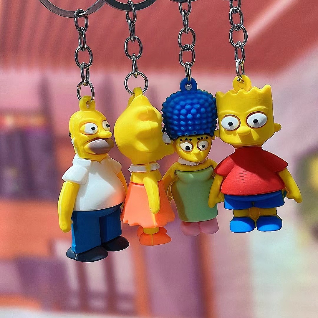 Cartoon The Simpsons Pendant Kawaii Keychains Anime Holder Car Key Chain Key Ring Phone Bag Hanging - The Simpsons Merch