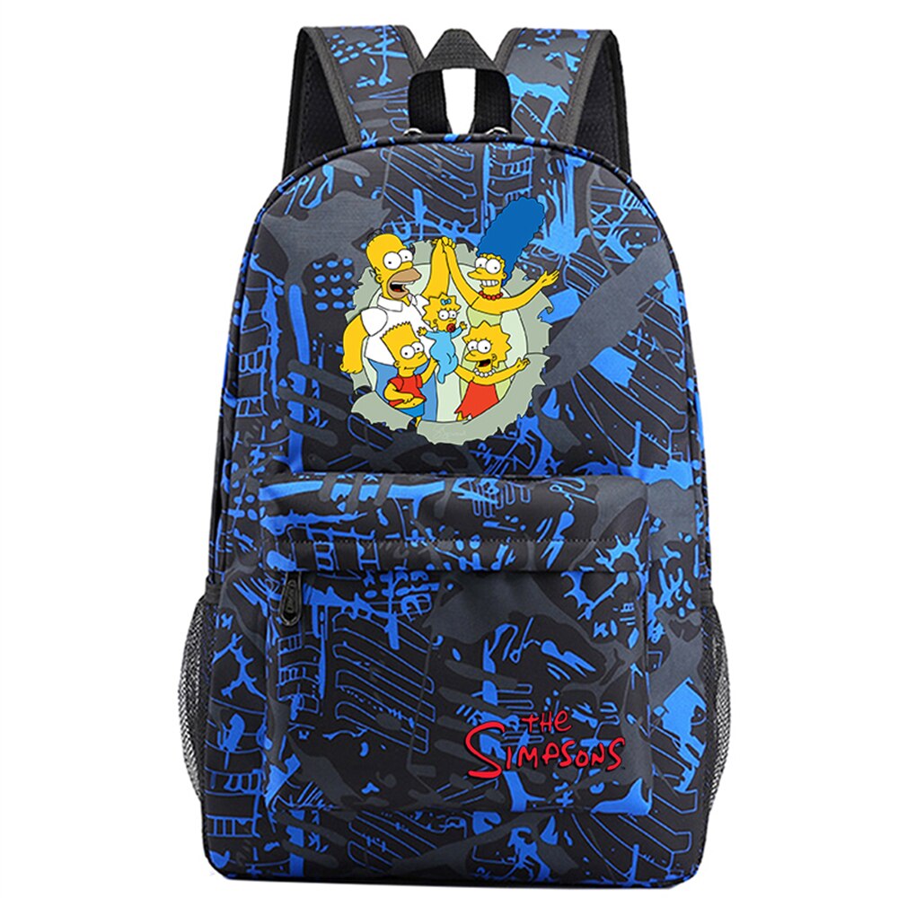 The Simpsons Canvas Backpack Anime Student Schoolbag Teenger Unisex Packsack Mochila Travel Laptop Bag Cartoon 4 - The Simpsons Merch