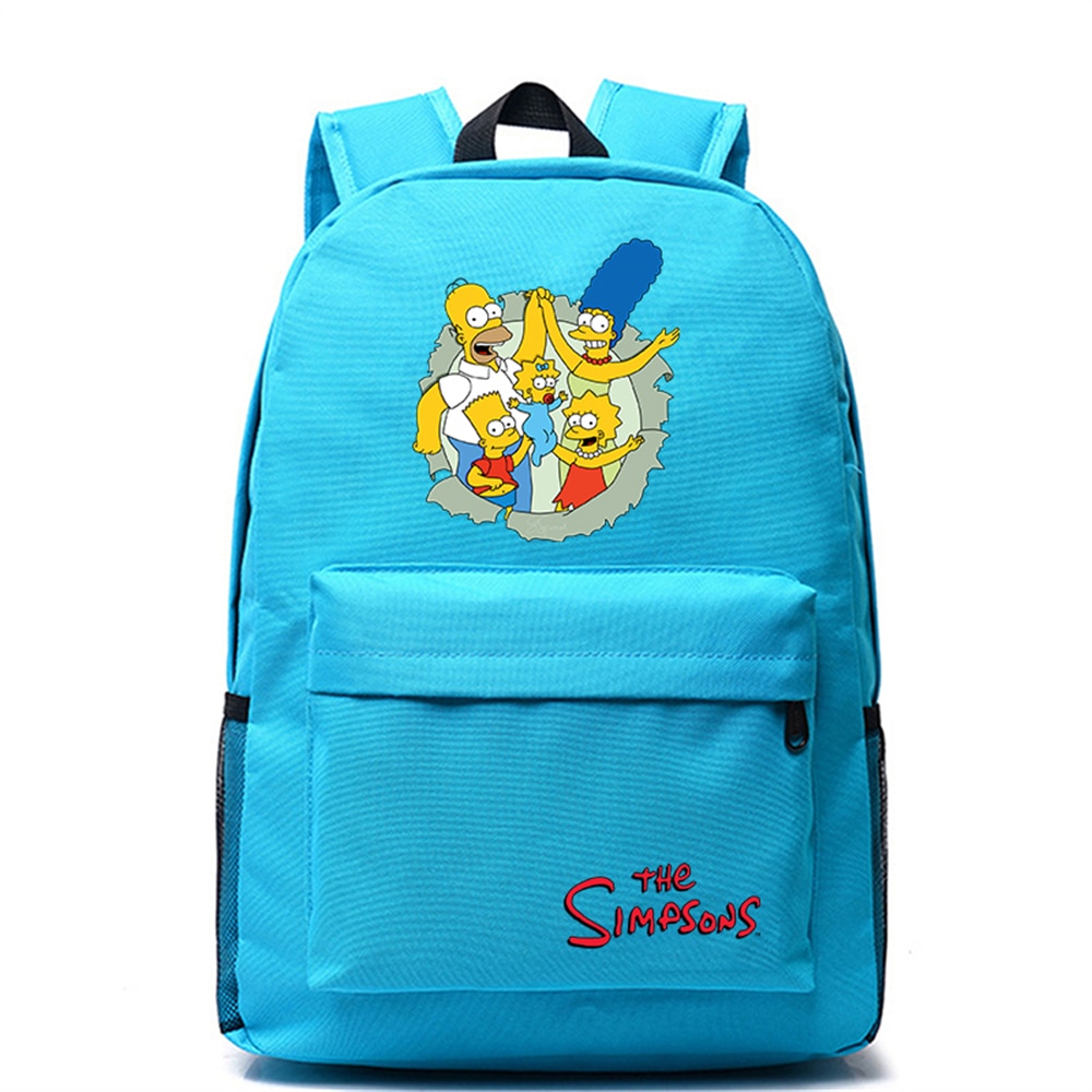 The Simpsons Canvas Backpack Anime Student Schoolbag Teenger Unisex Packsack Mochila Travel Laptop Bag Cartoon 5 - The Simpsons Merch