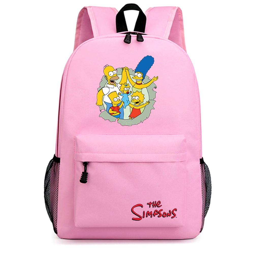 The Simpsons Canvas Backpack Anime Student Schoolbag Teenger Unisex Packsack Mochila Travel Laptop Bag Cartoon 6 - The Simpsons Shop