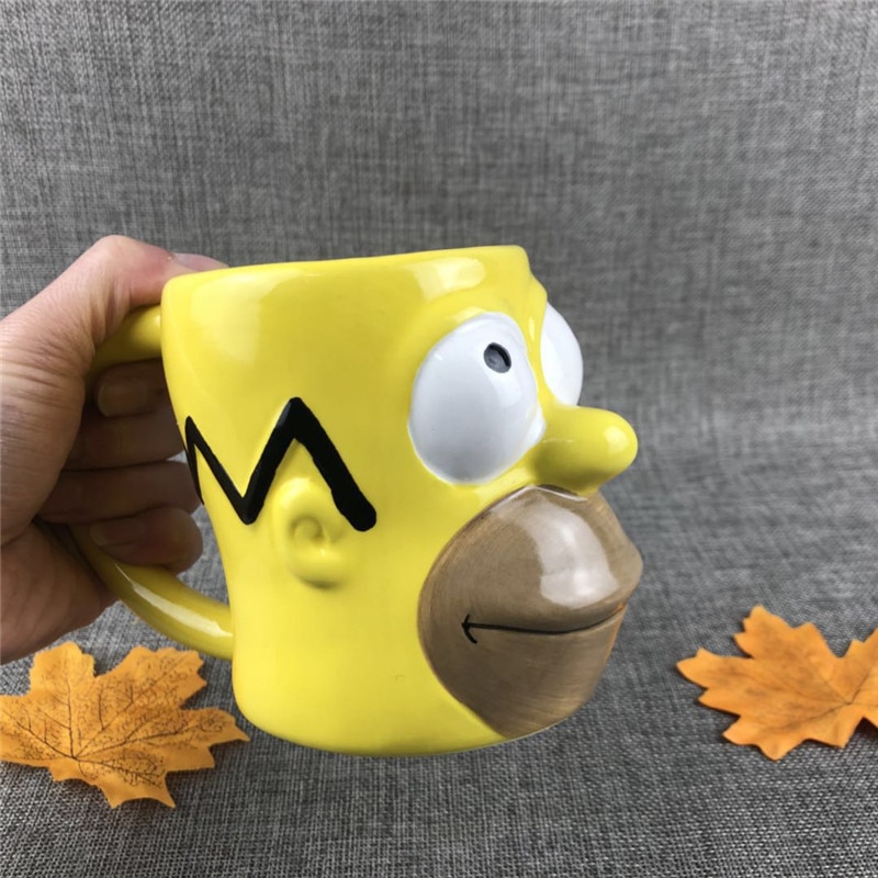400ml Simps Family Yellow 3D Three dimensional Cartoon Ceramic Mug Household Water Cup Coffee Cup Personalized - The Simpsons Merch